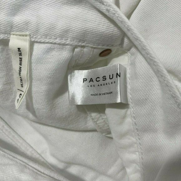 Pacsun Women Ultra High Rise Slim Jeans Size 30 White Distressed - Picture 9 of 11